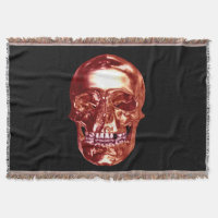 Red Chrome Skull Throw Blanket