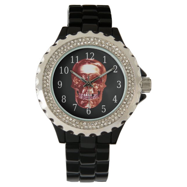 Red Chrome Skull Watch (Front)