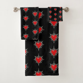 Red Chrome Spiked Heart Sigil Towel Set
