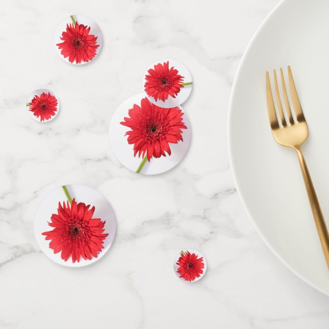 Red Chrysanthemum Flower Floral Theme Confetti (Group)