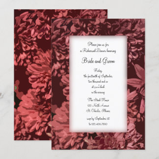 Red Chrysanthemum Flowers Wedding Rehearsal Dinner Invitation