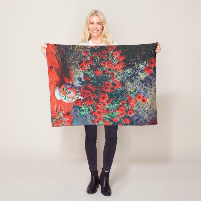 Red Chrysanthemum, Monet Fleece Blanket (In Situ)