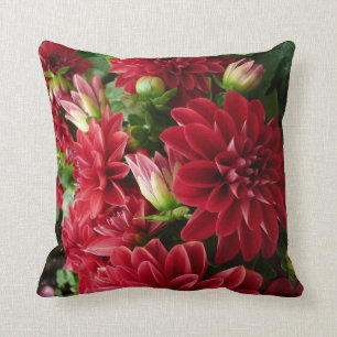 Red Chrysanthemum pilliow with green back Cushion
