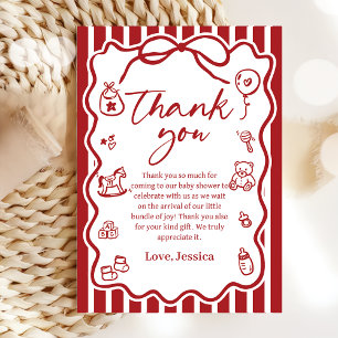 Red Ciao Baby Italian Baby Shower Thank You Card