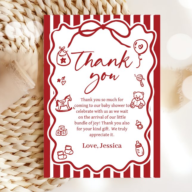 Red Ciao Baby Italian Baby Shower Thank You Card (Creator Uploaded)