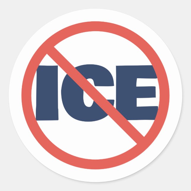 Red Circle Anti-Trump ICE Political Opinion Classic Round Sticker (Front)
