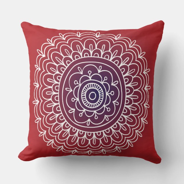 RED CIRCLE DESIGN Retro Throw Pillow (Front)