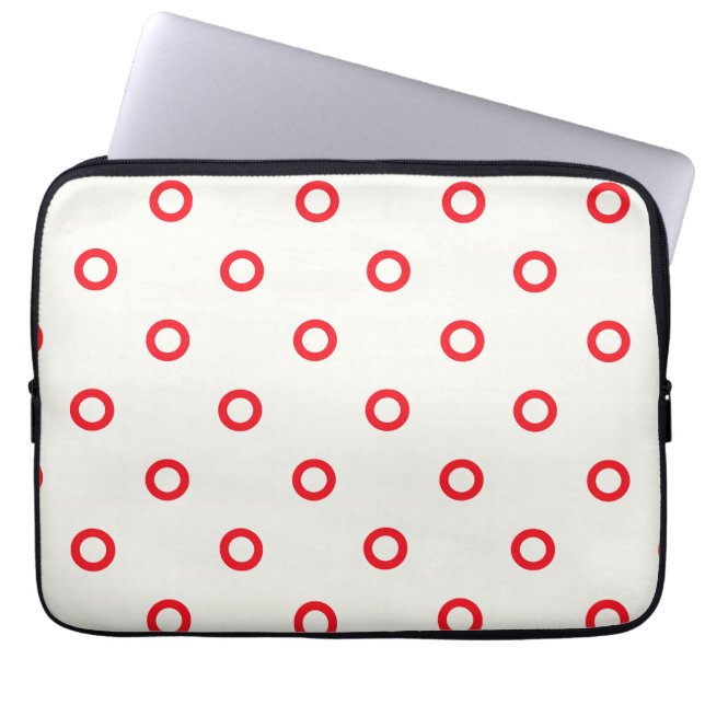 Red Circle Dot Retro Design Laptop Sleeve (Front)