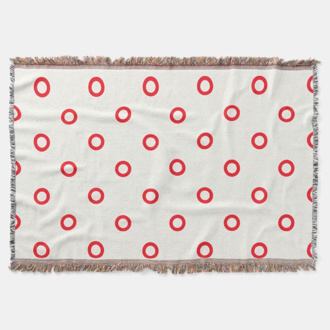Red Circle Dot Retro Design Throw Blanket (Front)