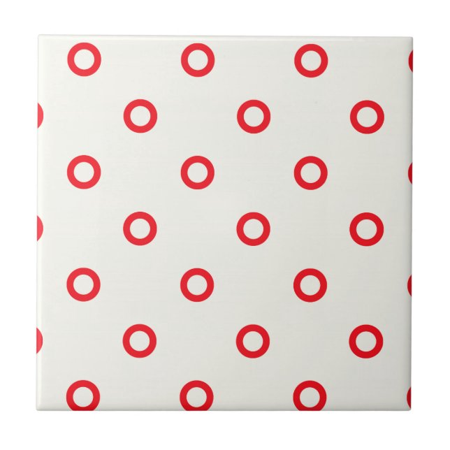 Red Circle Dot Retro Design Tile (Front)