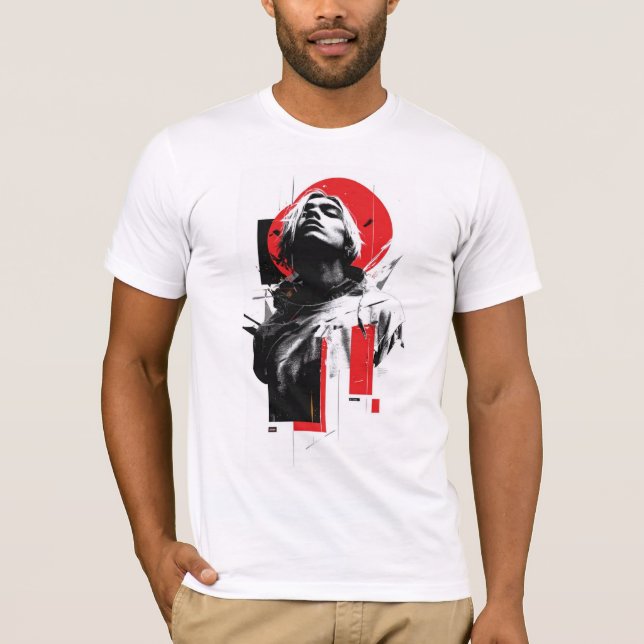 Red Circle Glitch Portrait T-Shirt (Front)