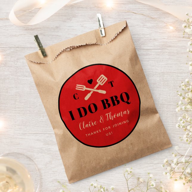 Red Circle I Do BBQ Engagement Party Favour Bags (Clipped)