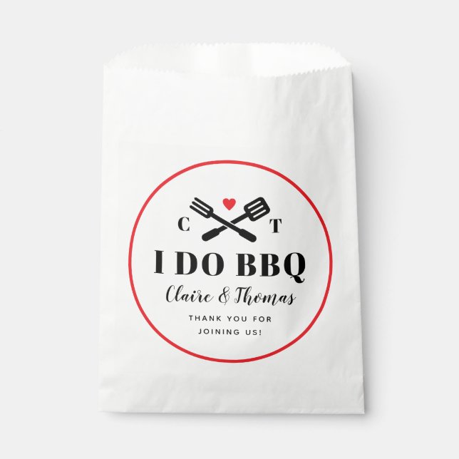 Red Circle I Do BBQ Engagement Party Favour Bags (Front)