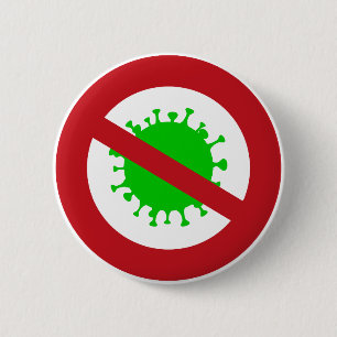Red Circle No Virus Germs  6 Cm Round Badge