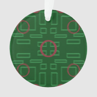 Red Circle on Green Geometric Acrylic Ornament