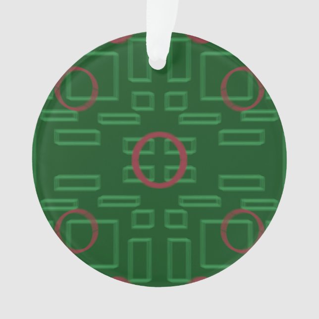 Red Circle on Green Geometric Acrylic Ornament (Front)