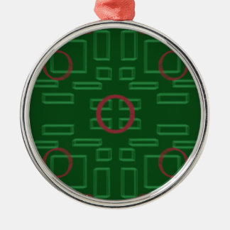 Red Circle on Green Geometric Ornament