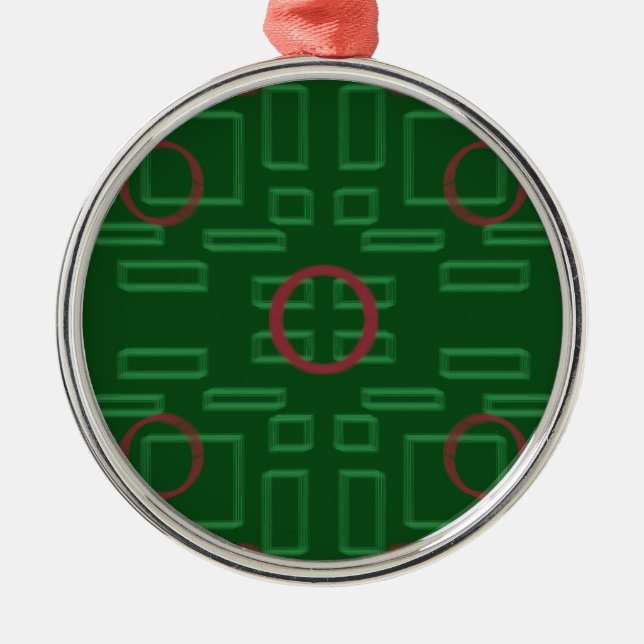 Red Circle on Green Geometric Ornament (Front)