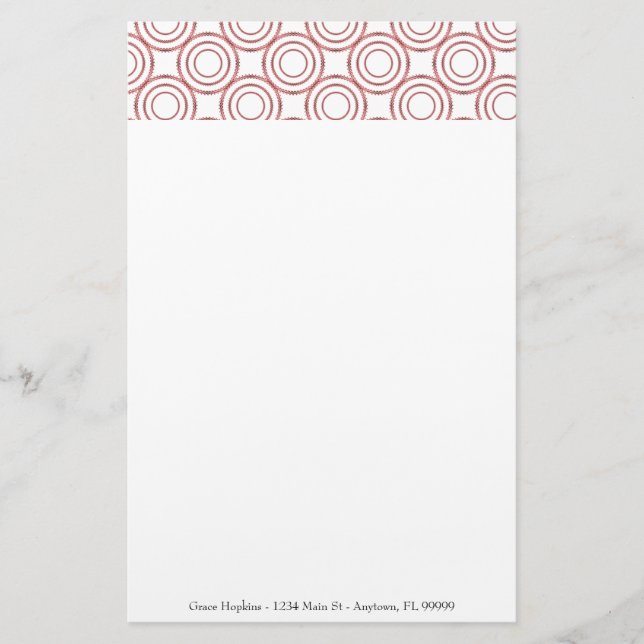 Red Circle Pattern Personalise Stationery (Front)