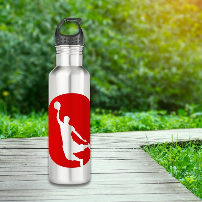 Red Circle Silhouette Basketball Personalised 710 Ml Water Bottle (Creator Uploaded)