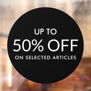 Red circle Up to custom % sale sign window cling