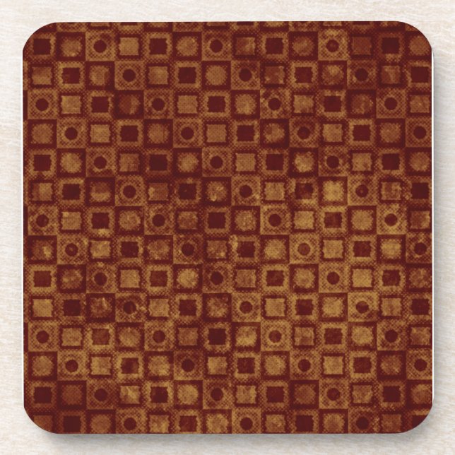 Red Circles and Squares on Gold Coaster (Front)