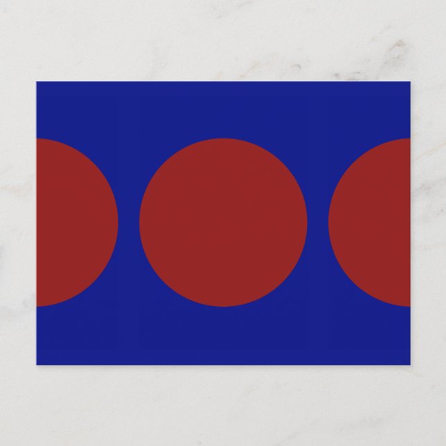 Red Circles on Blue Postcard (Front)