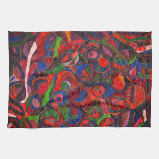 Red circles tea towel