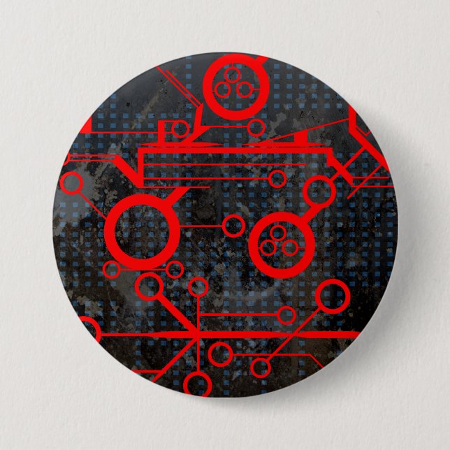 Red Circuit 7.5 Cm Round Badge (Front)