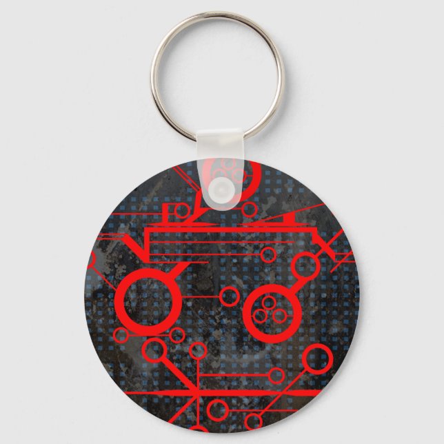 Red Circuit Key Ring (Front)
