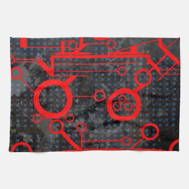 Red Circuit Tea Towel (Horizontal)