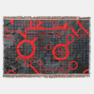 Red Circuit Throw Blanket