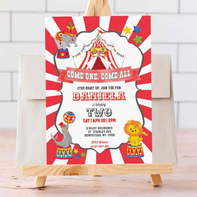 Red Circus Carnival Birthday Invitation (Creator Uploaded)
