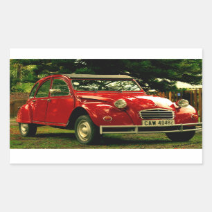 Red Citroën 2CV Rectangular Sticker