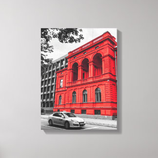 Red City Building Minimalist Photography Canvas Print