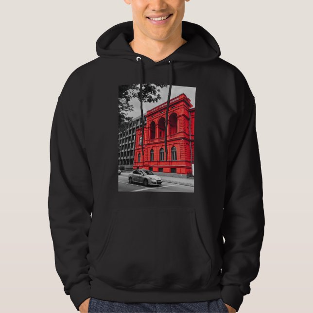 Red City Building Minimalist Photography Hoodie (Front)
