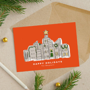 Red City Skyline Corporate Christmas Card
