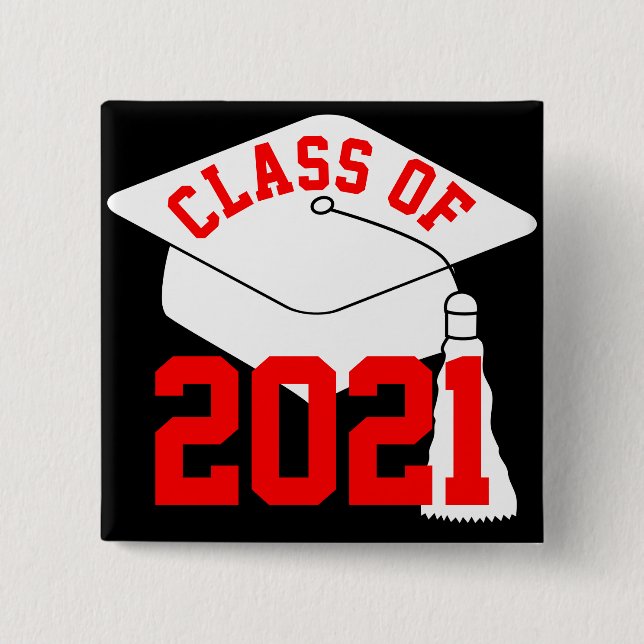 Red Class of 2024 Grad Cap 15 Cm Square Badge (Front)