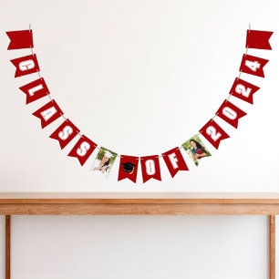 Red Class of 2024 Graduate Photo Graduation Party Bunting