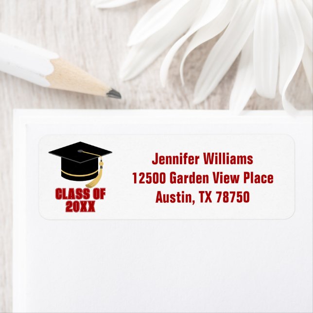 Red Class of 2025 Graduation Party Return Address (Insitu)