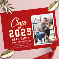 Red Class of 2025 Photo Graduation Party