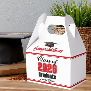 Red Class of 2026 Custom Graduation Party Favour Box