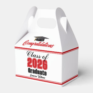 Red Class of 2026 Custom Graduation Party Favour Box