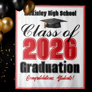 Red Class of 2026 Graduation Party Photo Booth Tapestry