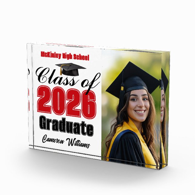 Red Class of 2026 Graduation Photo Block (Right)