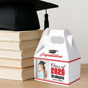 Red Class of 2026 Photo Graduation Party Favour Box