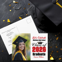 Red Class of 2026 Photo Graduation Party