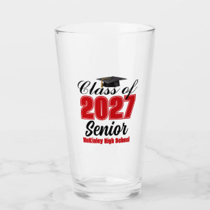 Red Class of 2027 Senior Custom High School Glass