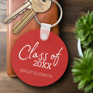 Red - Class of ADD YOUR YEAR Graduation Party Key Ring