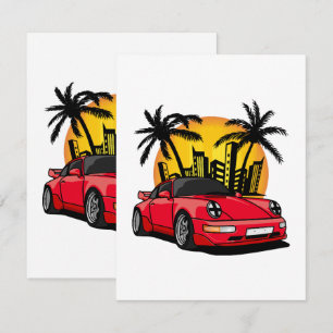 Red Classic Carrera in City Sunset Enclosure Card